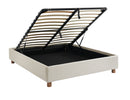 Lit Coffre Korall - Tissu Beige Lin - Sommier Inclus