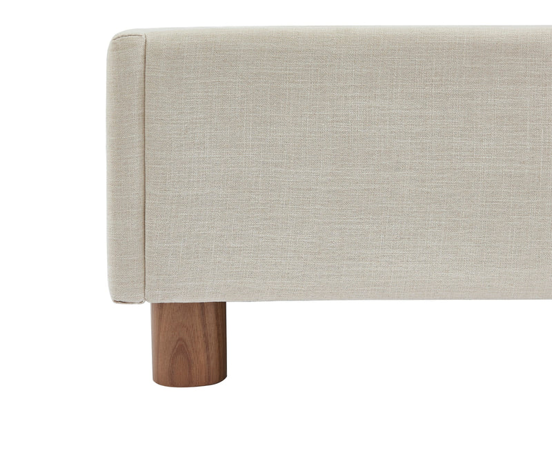 Lit Coffre Korall - Tissu Beige Lin - Sommier Inclus