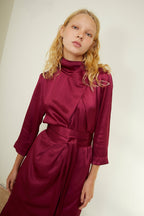 Robe Clotilde Saten Arruguilla Ciruela