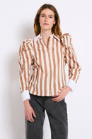 Chemise Contraste Rayé Camel