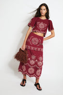 Jupe Bombay Broderie Cerise