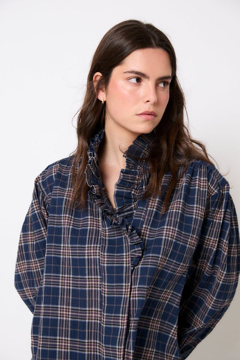 Blouse Maribel Carreaux Bleu