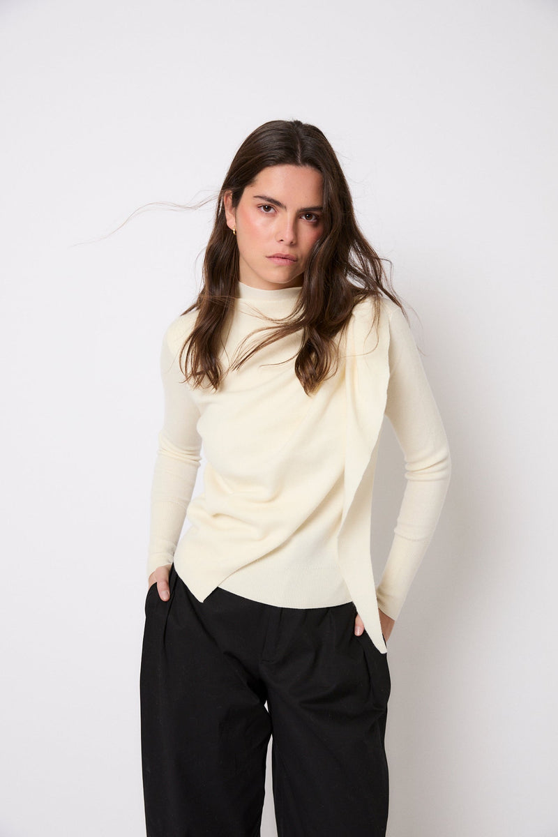 Pull Foulard Maille Écru