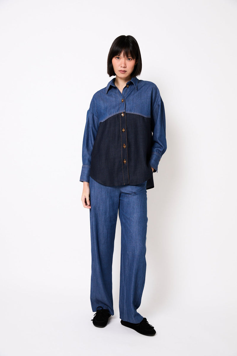 Pantalon Cuca Tencel Bleu