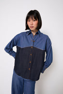 Surchemise Tuiles Tencel Bleu