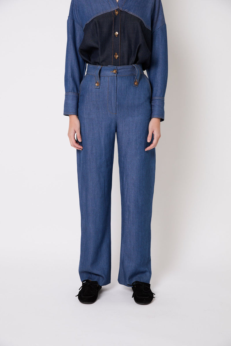 Pantalon Cuca Tencel Bleu