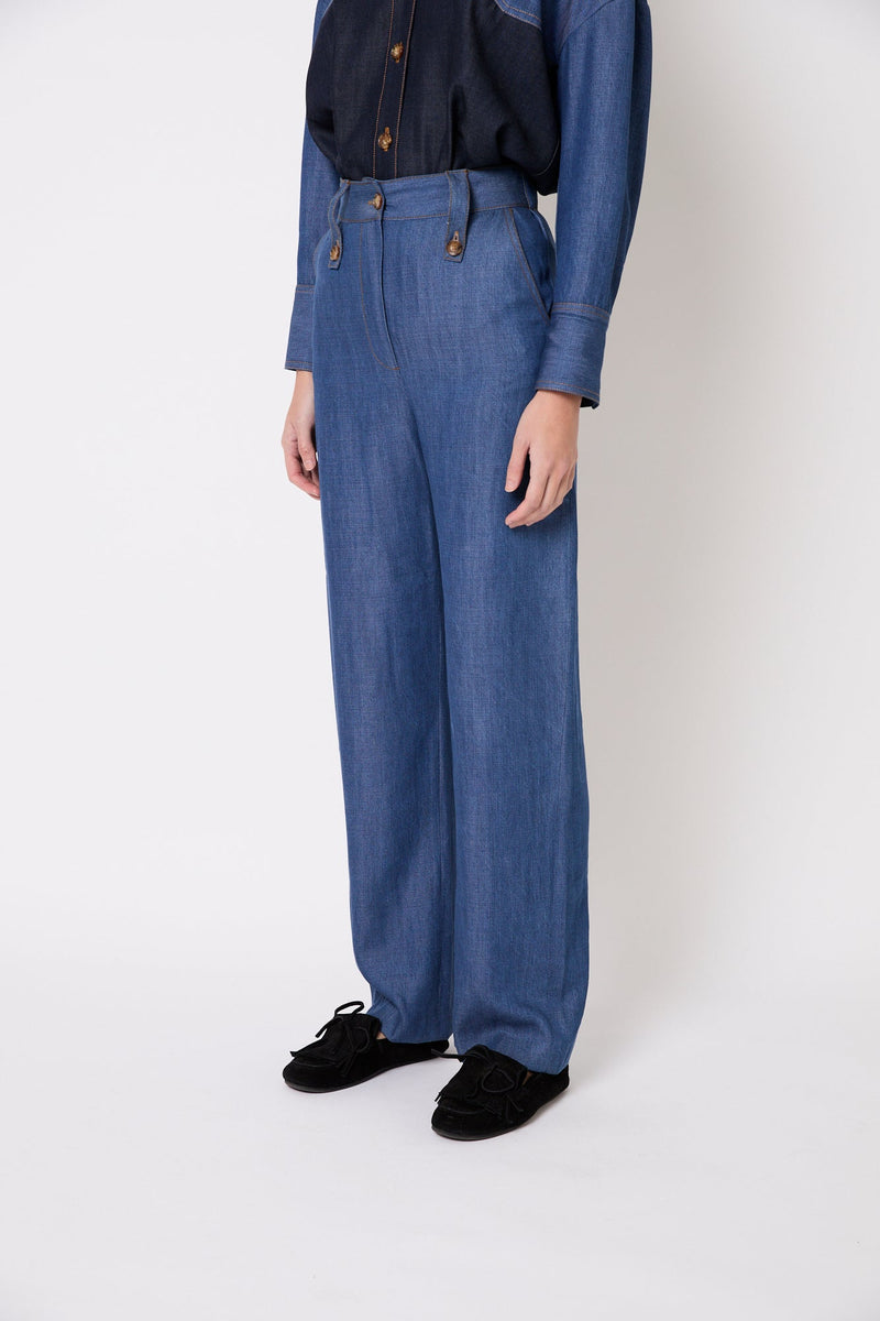 Pantalon Cuca Tencel Bleu