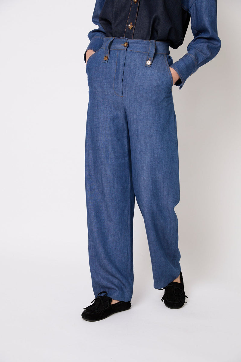 Pantalon Cuca Tencel Bleu
