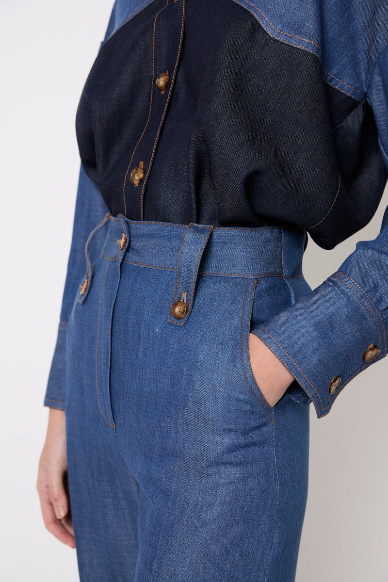 Pantalon Cuca Tencel Bleu