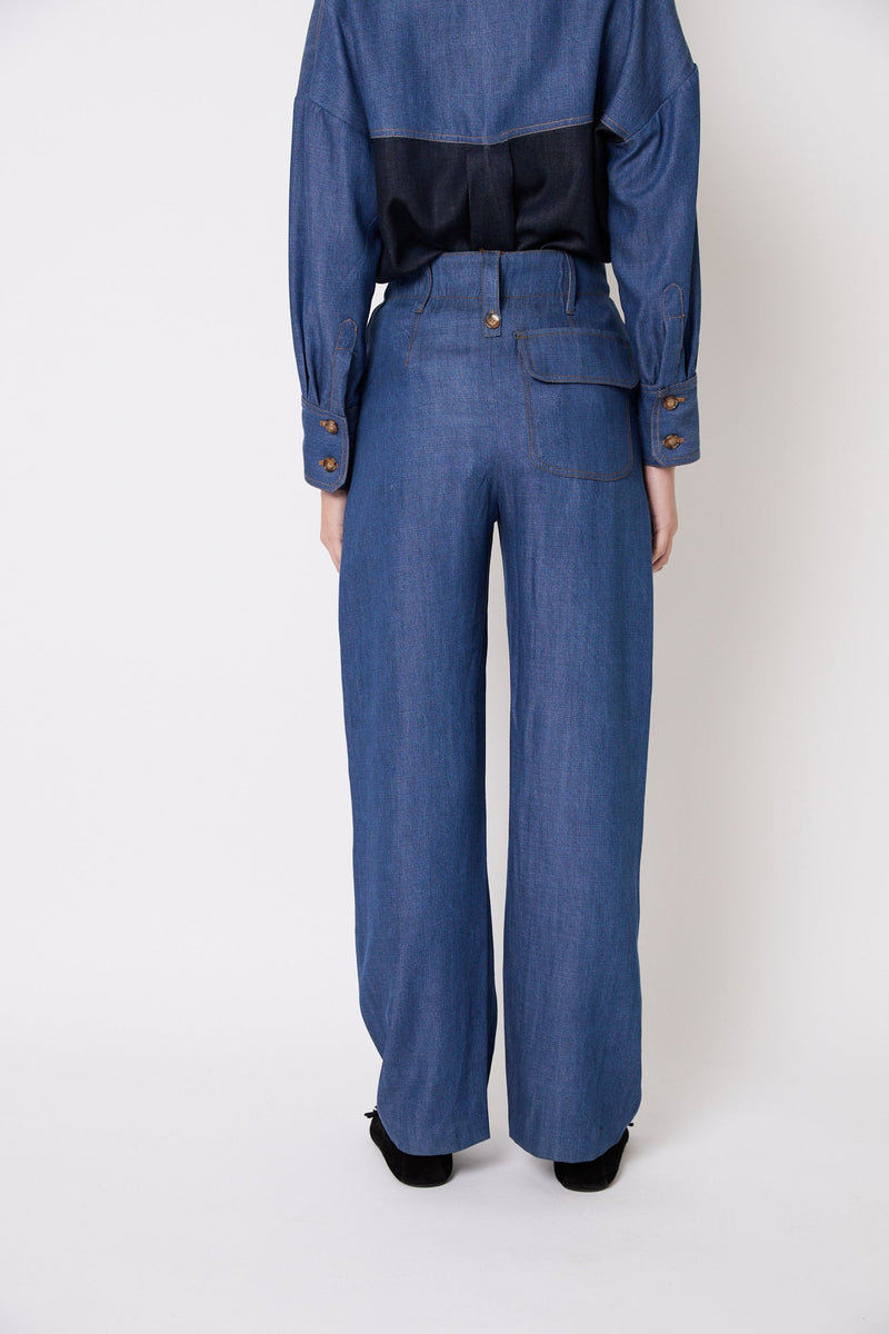 Pantalon Cuca Tencel Bleu