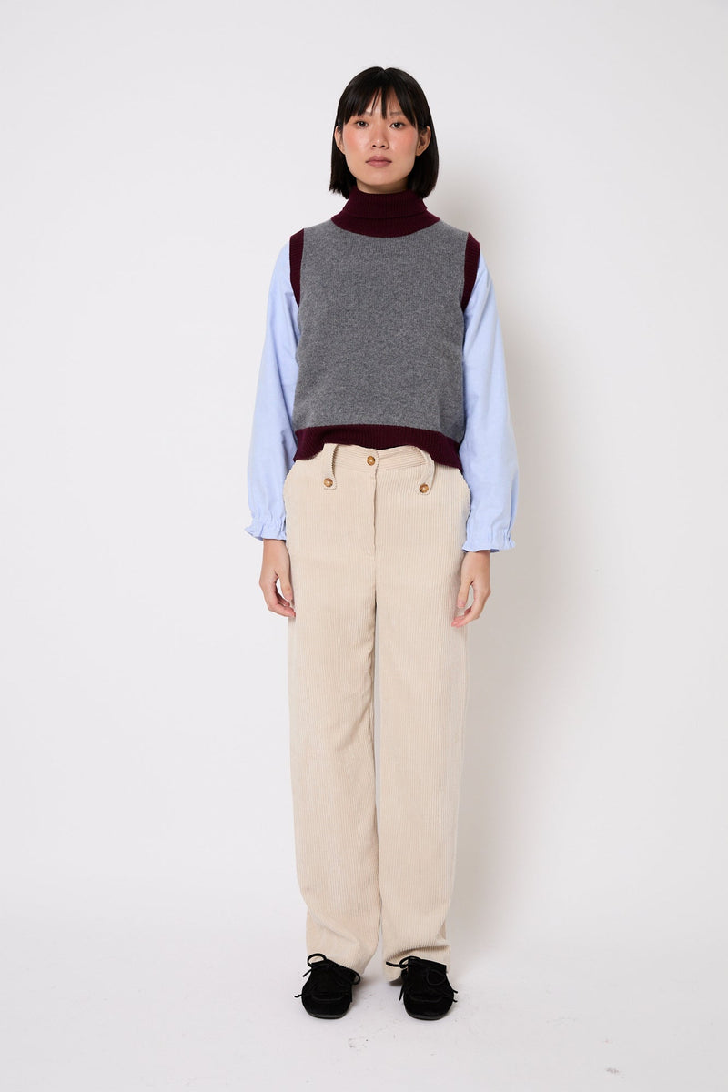 Pantalon Cuca Velours Côtelé Écru