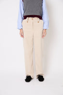 Pantalon Cuca Velours Côtelé Écru