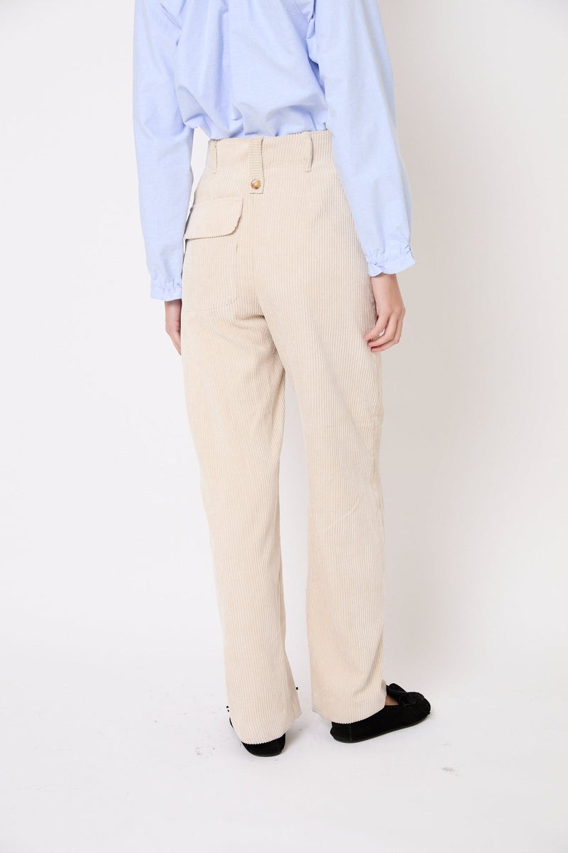 Pantalon Cuca Velours Côtelé Écru
