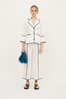 Pantalon Contraste Fil Blanc