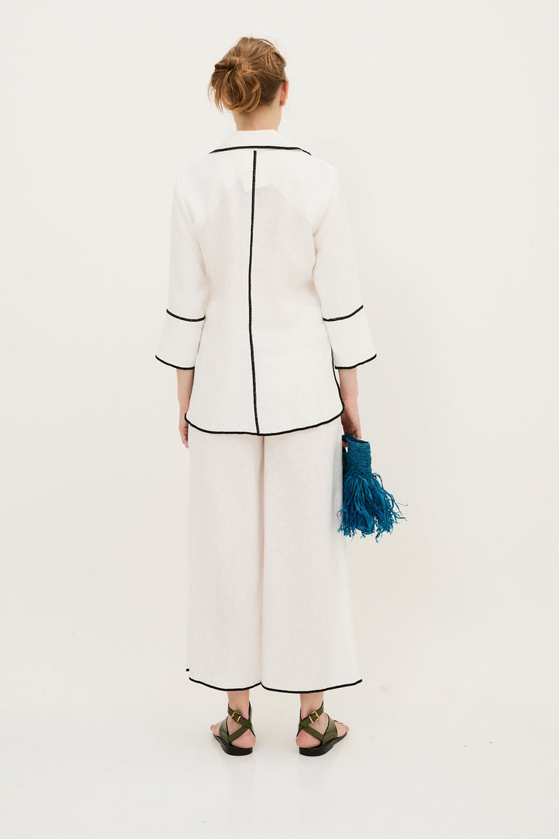Veste Contraste Fil Blanc