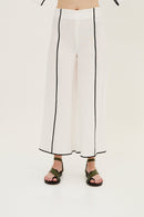 Pantalon Contraste Fil Blanc