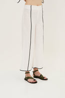 Pantalon Contraste Fil Blanc