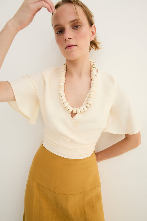 Blouse Éventail Jade Écru