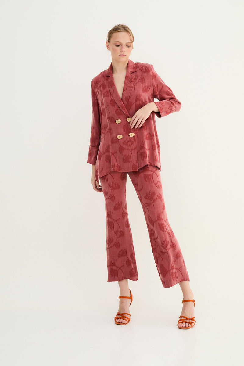 Pantalon Crop Palmes Sienne
