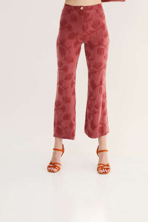 Pantalon Crop Palmes Sienne