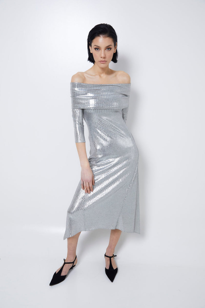 Robe Gilda Maille Argenté