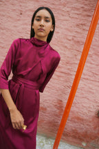 Robe Clotilde Saten Arruguilla Ciruela