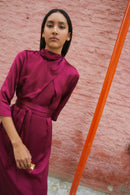 Robe Clotilde Saten Arruguilla Ciruela