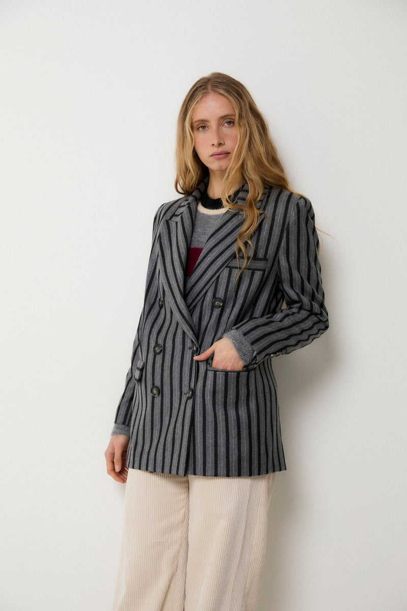 Blazer Emily Rayé Gris