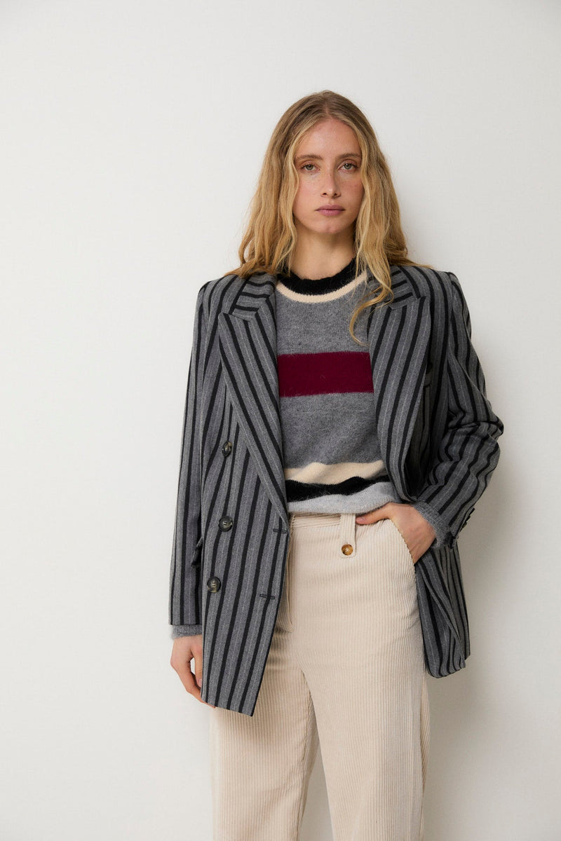 Blazer Emily Rayé Gris