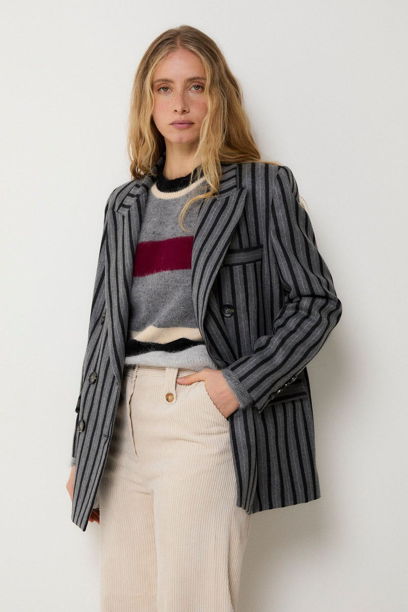 Blazer Emily Rayé Gris
