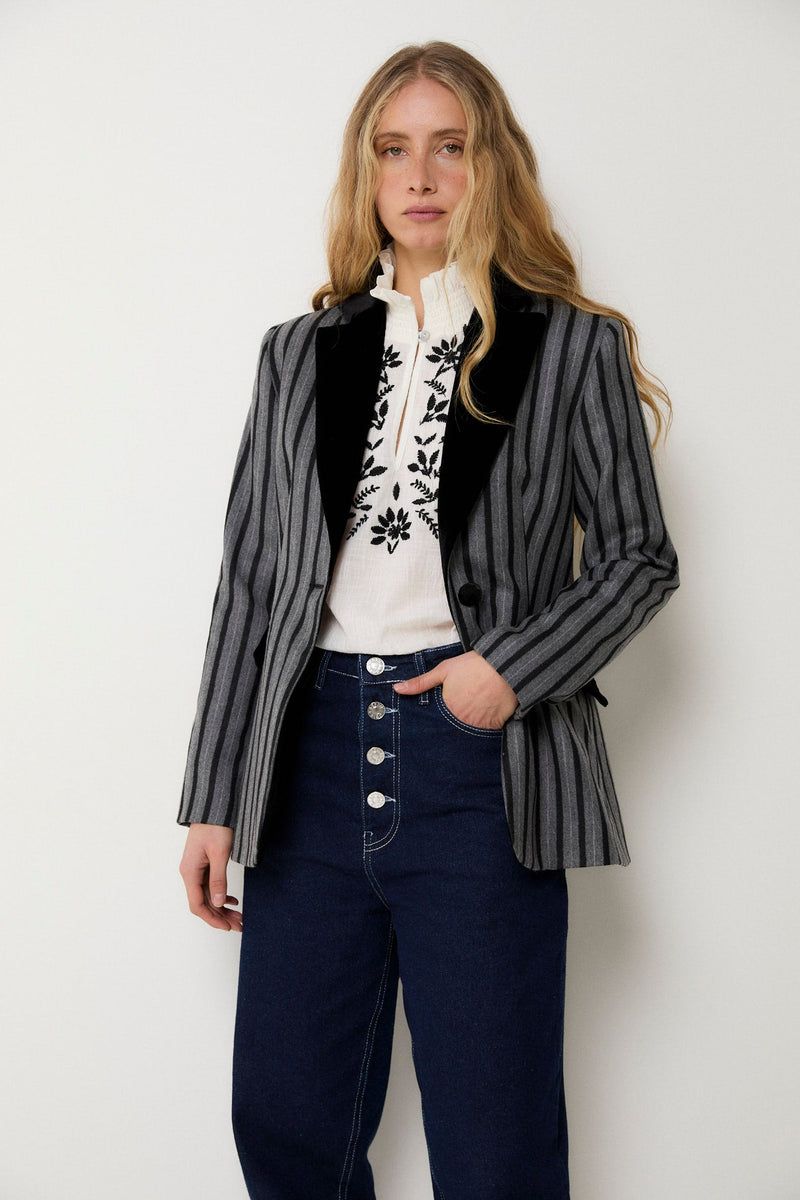 Blazer Ana Rayé Gris