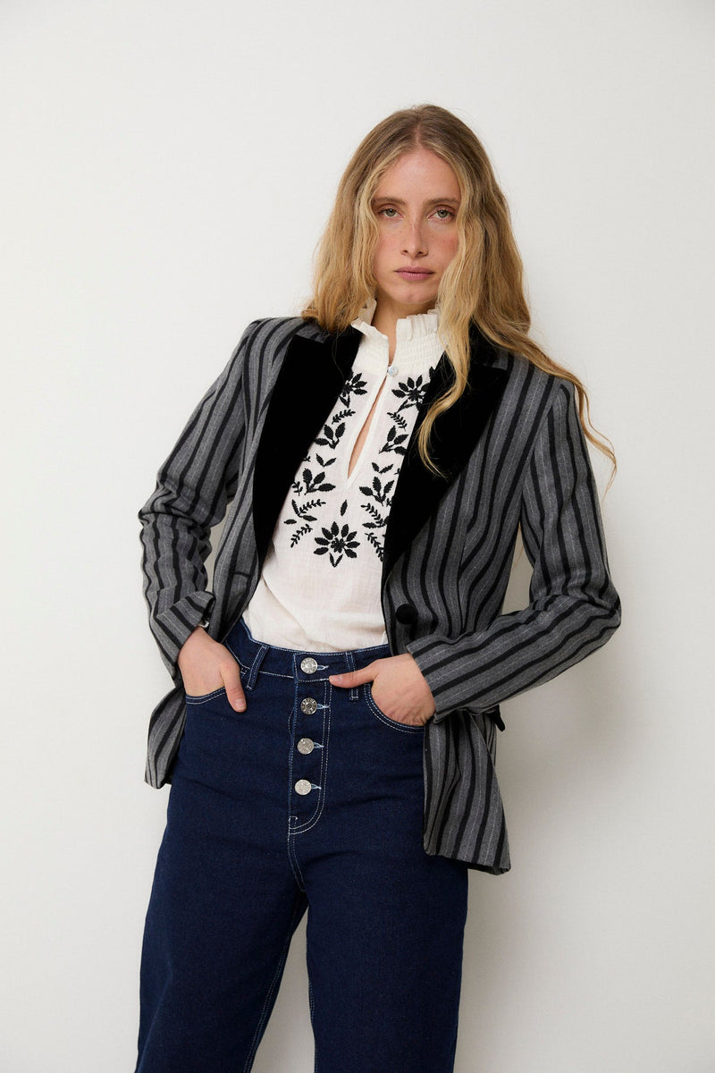 Blazer Ana Rayé Gris