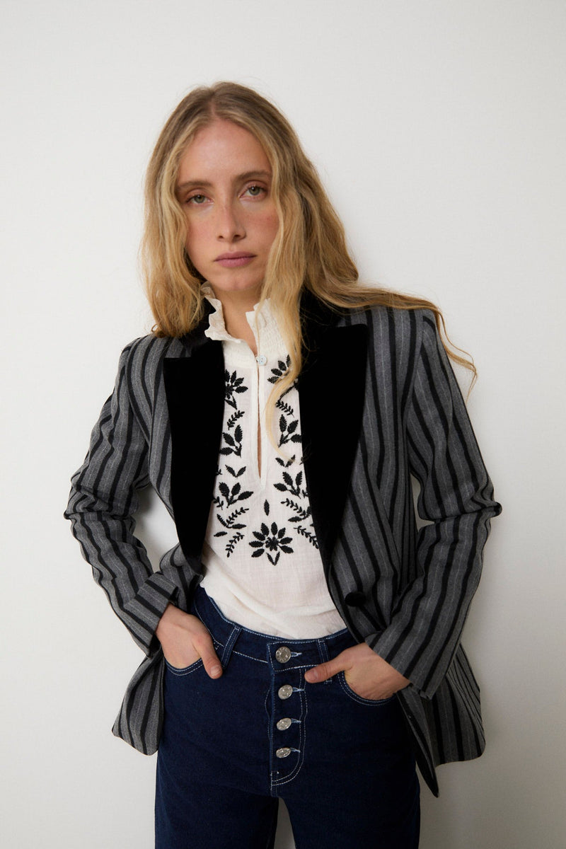Blazer Ana Rayé Gris