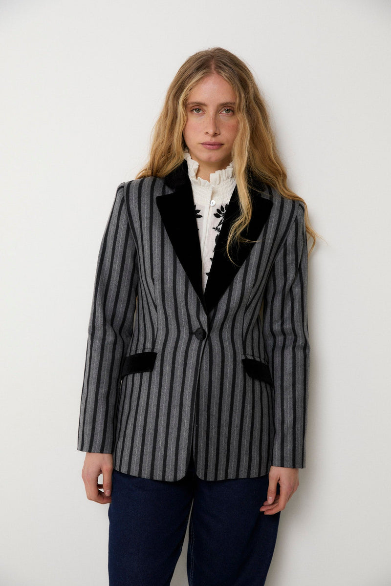 Blazer Ana Rayé Gris