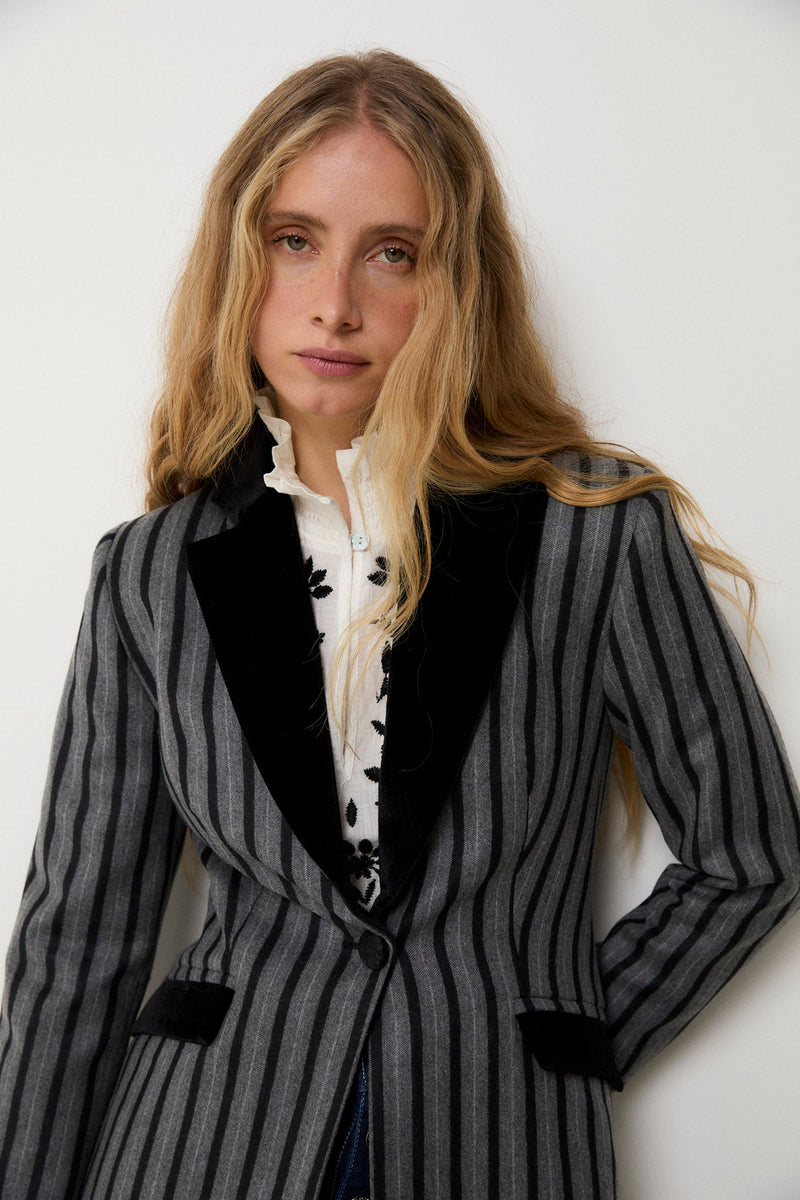 Blazer Ana Rayé Gris