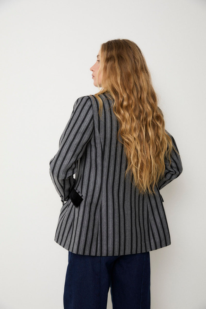 Blazer Ana Rayé Gris