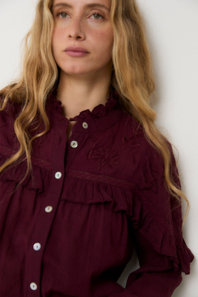 Blouse Trujillo Broderie Bordeaux