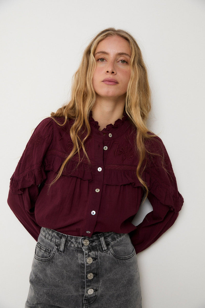 Blouse Trujillo Broderie Bordeaux