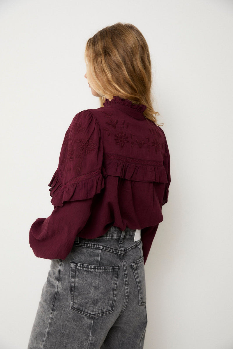 Blouse Trujillo Broderie Bordeaux