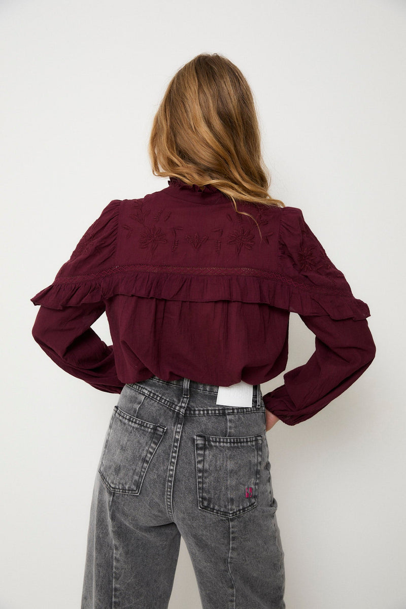 Blouse Trujillo Broderie Bordeaux