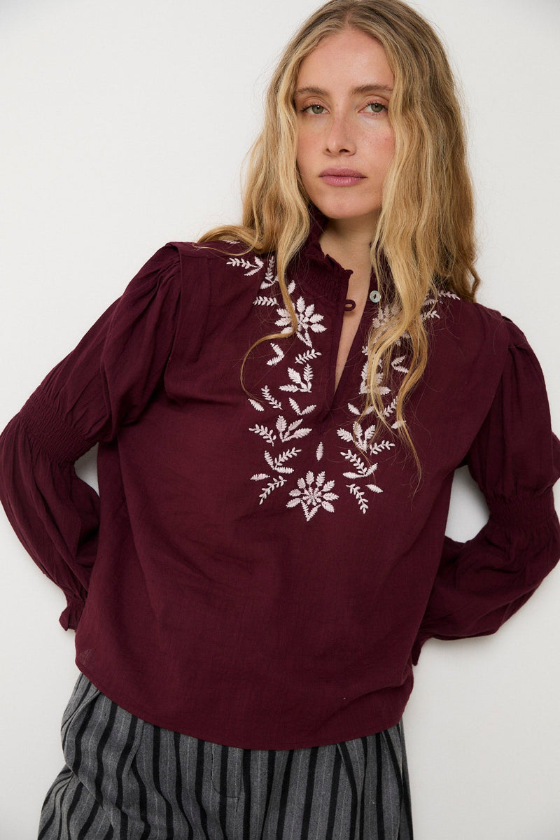 Blouse Lupe Broderie Bordeaux