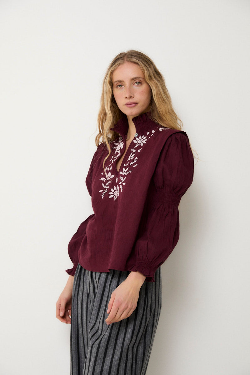Blouse Lupe Broderie Bordeaux
