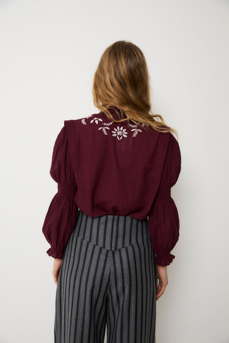 Blouse Lupe Broderie Bordeaux
