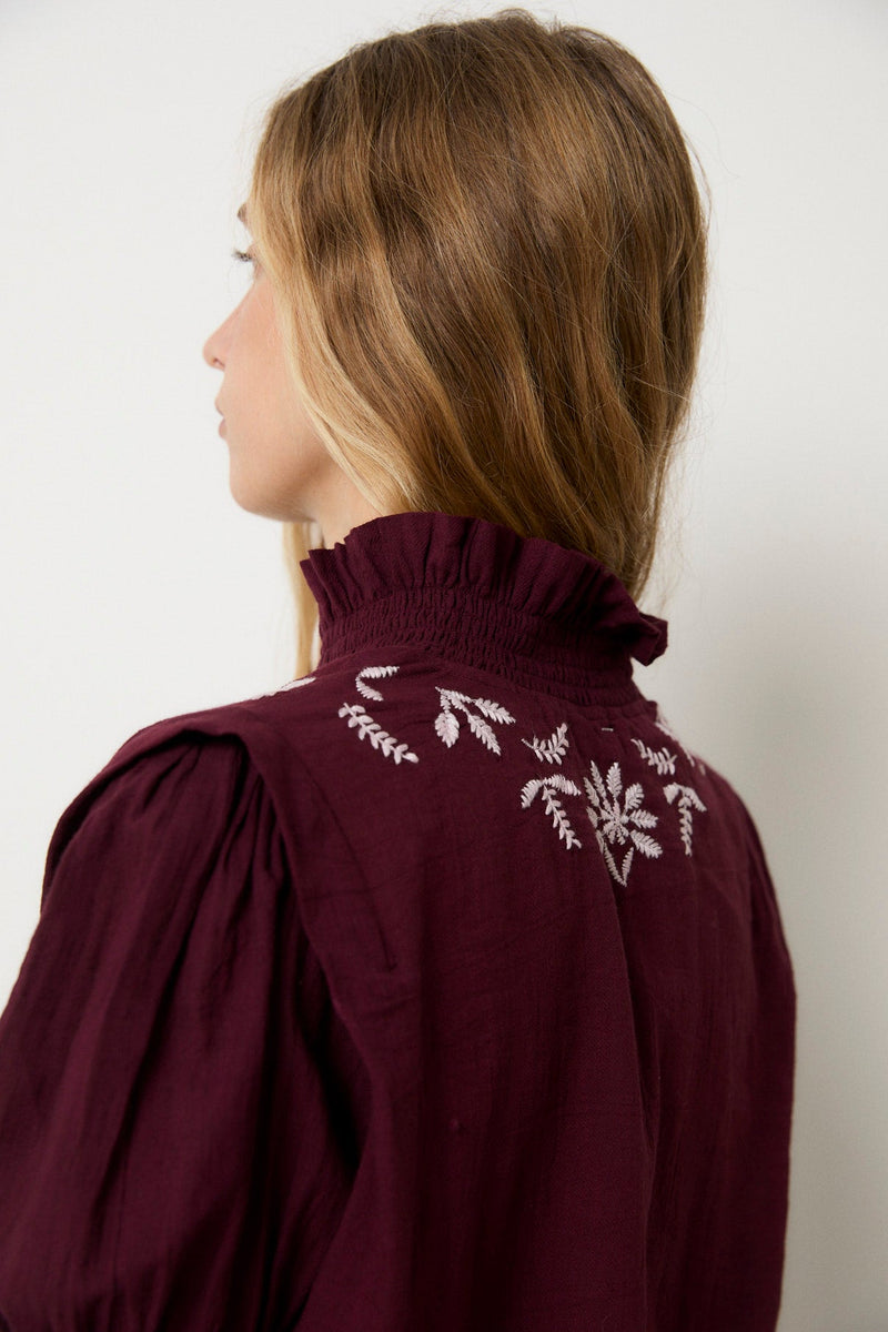 Blouse Lupe Broderie Bordeaux