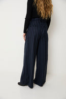 Pantalon Charlot Rayé Marine