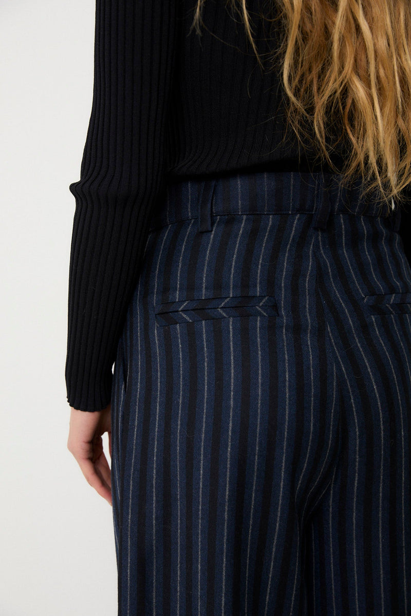 Pantalon Charlot Rayé Marine