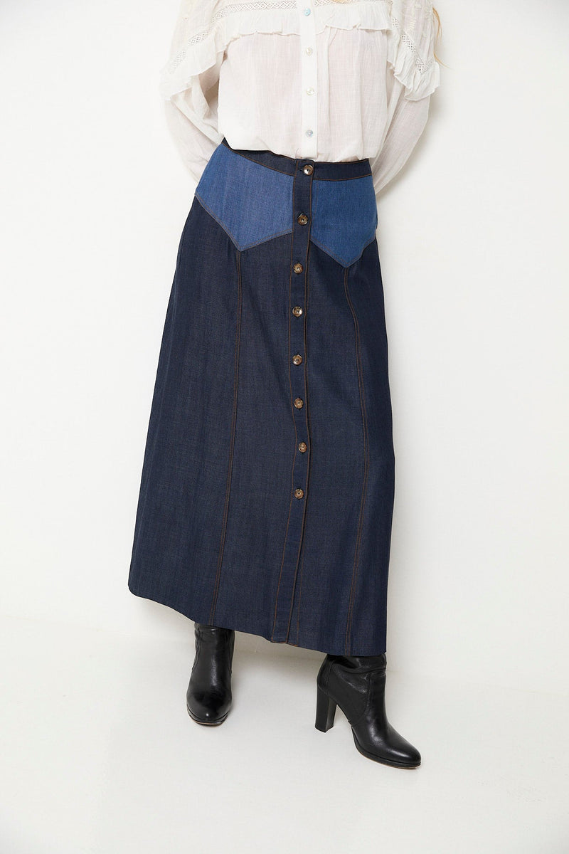 Jupe Catalina Mix Tencel Bleu