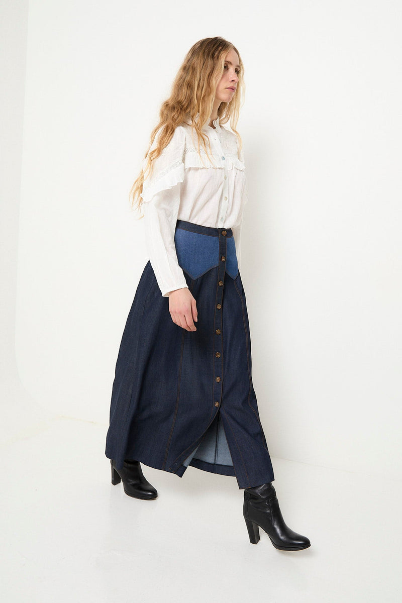Jupe Catalina Mix Tencel Bleu