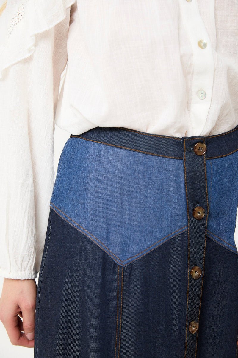 Jupe Catalina Mix Tencel Bleu