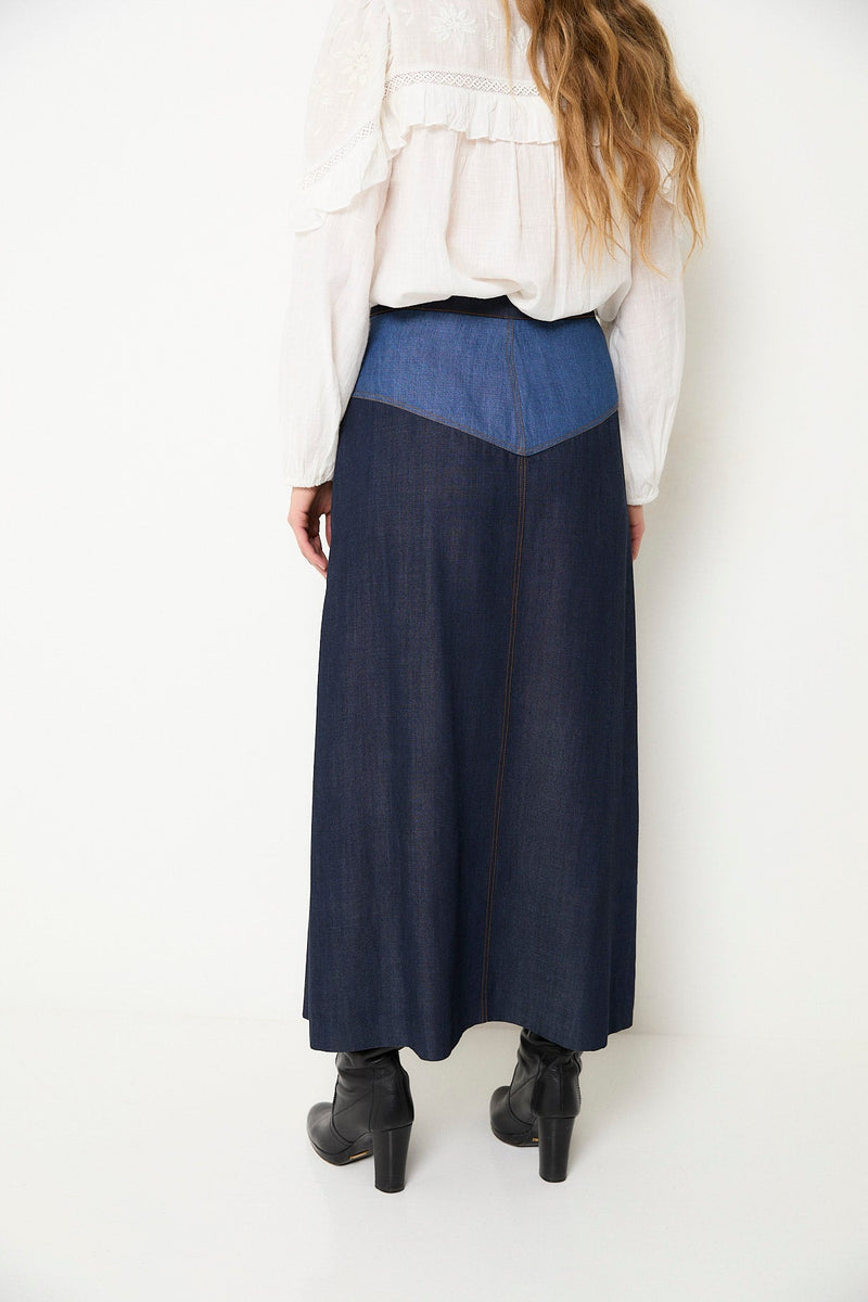 Jupe Catalina Mix Tencel Bleu